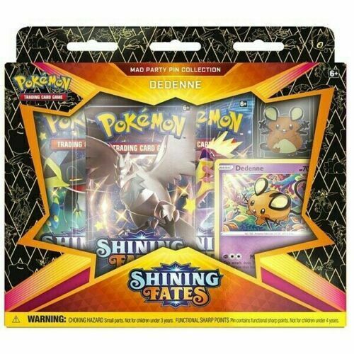 New Pokémon Tcg: Dedenne Sealed Shining Fates Mad Party Pin Collection