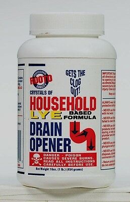 16oz Rooto 100% Lye Drain Opener Crystals Of Household Plugged Sinks Tubs #1030