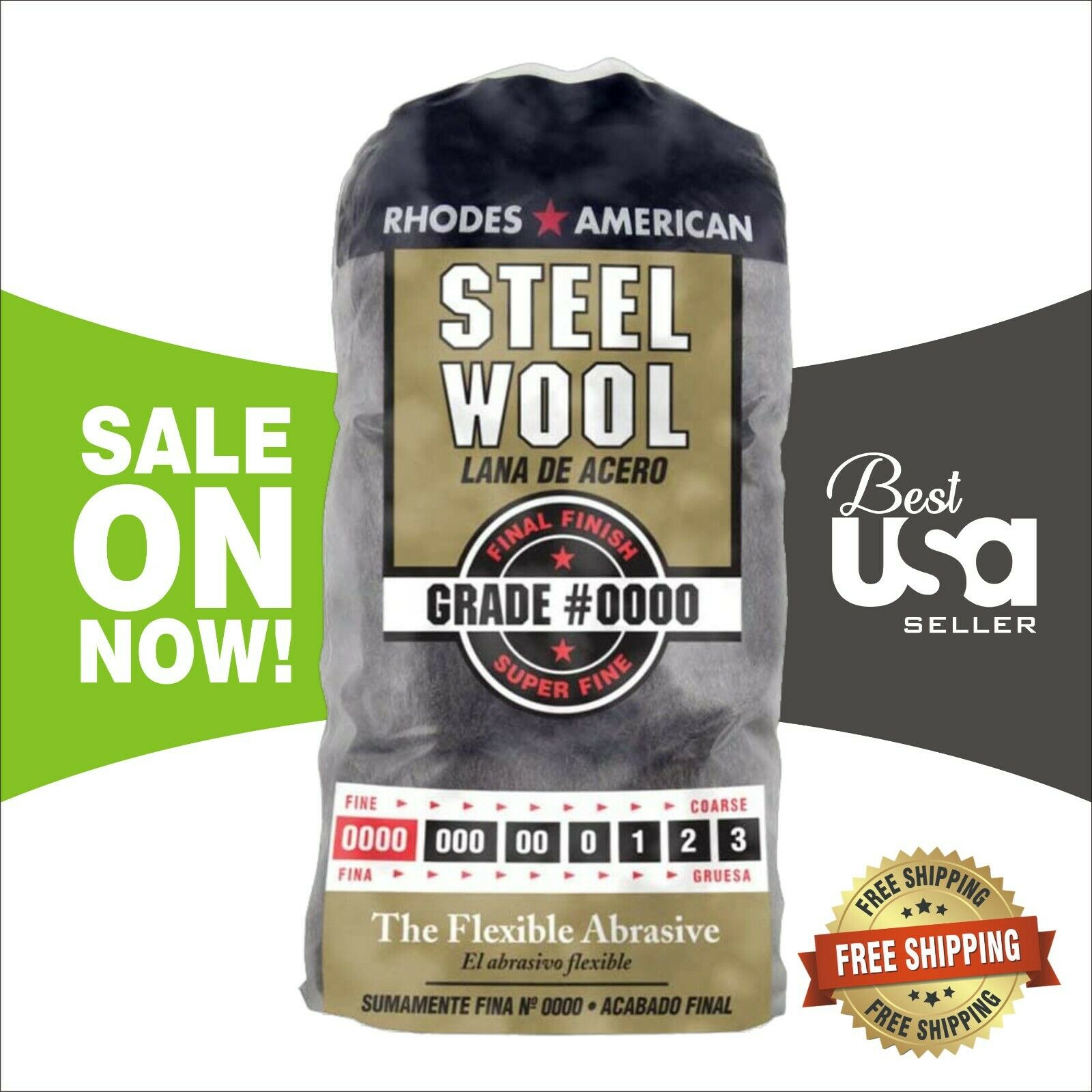 Steel Wool 12 Pad Super Fine Grade #0000 Rhodes American Final Finish Polish